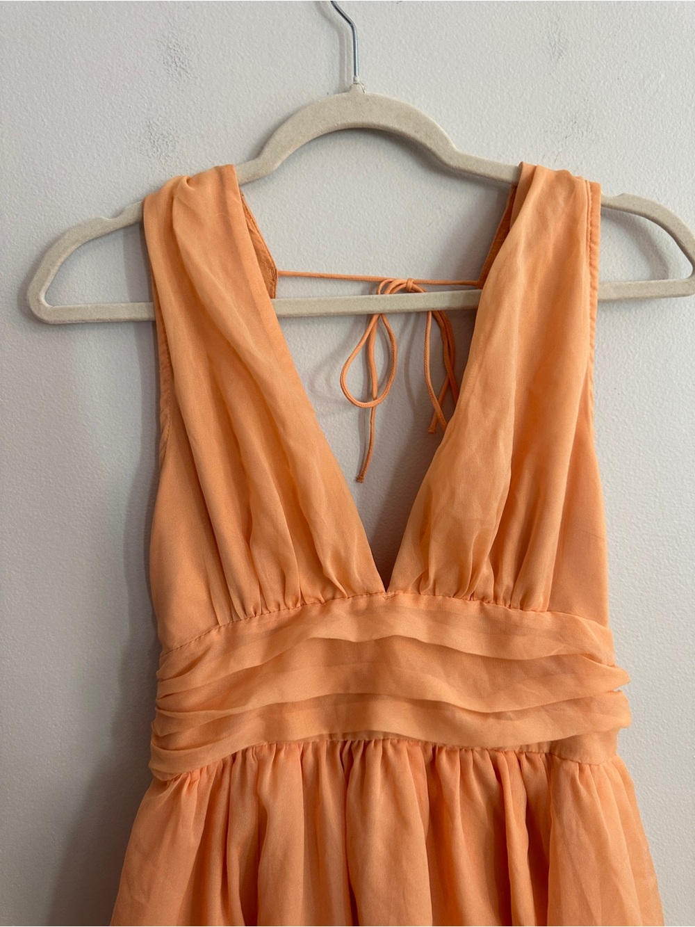 Abercrombie & Fitch Orange Sleeveless V-Neck Plunge Mini Dress SIZE S - Picture 7 of 9